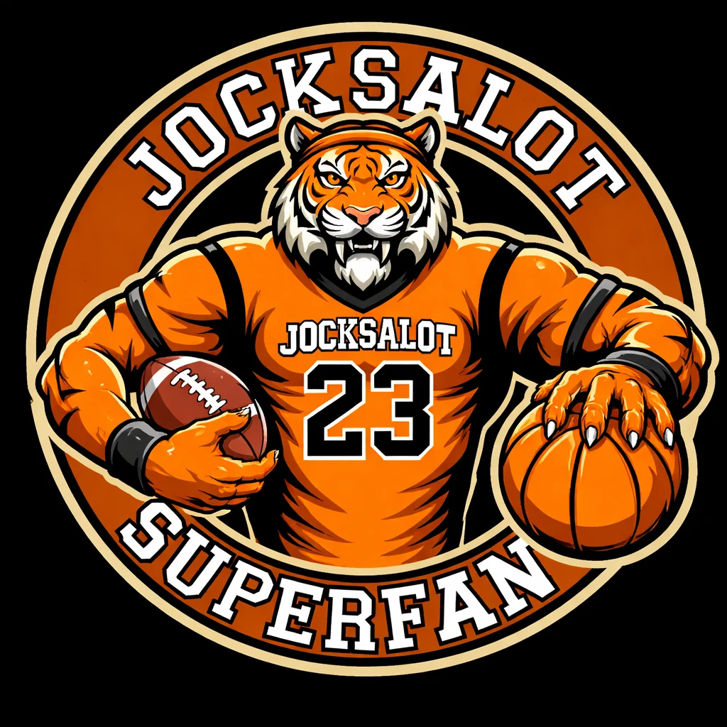 Jocksalot SuperFan tiger mascot logo